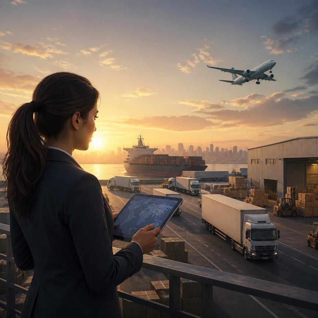 Illustration for the English word “logistics”