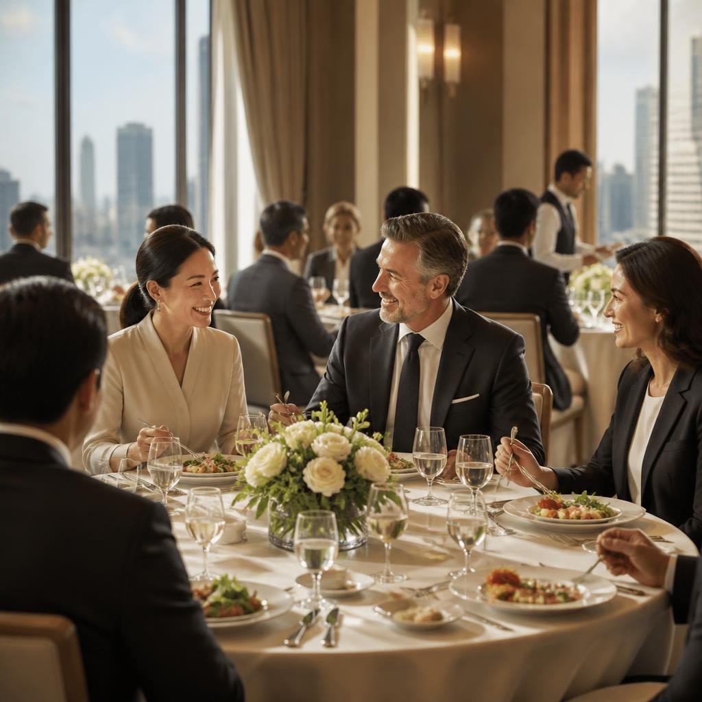 Illustration for the English word “luncheon”