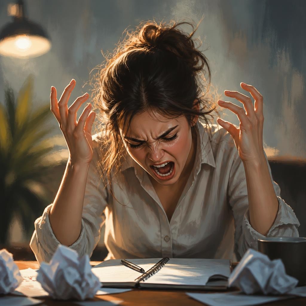 Illustration for the English word “mad”