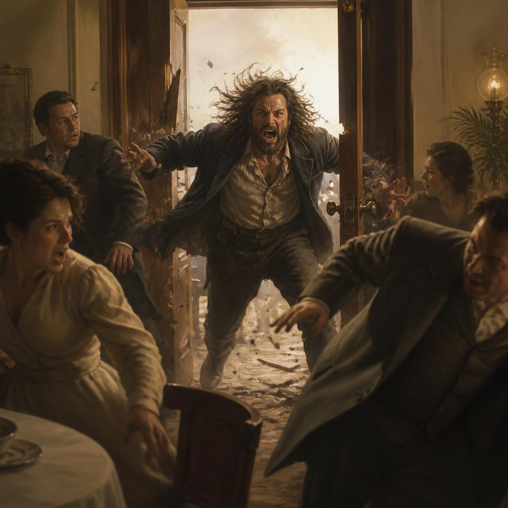 Illustration for the English word “madman”
