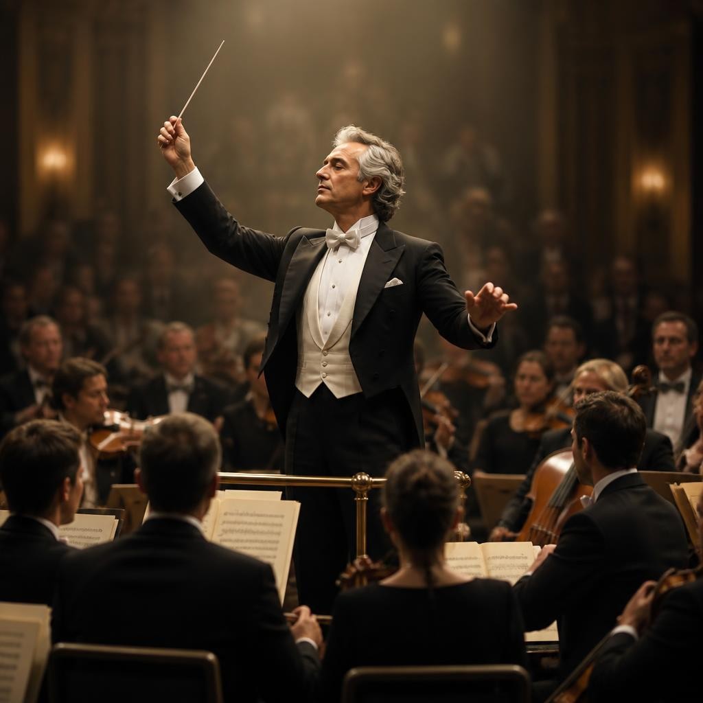 Illustration for the English word “maestro”