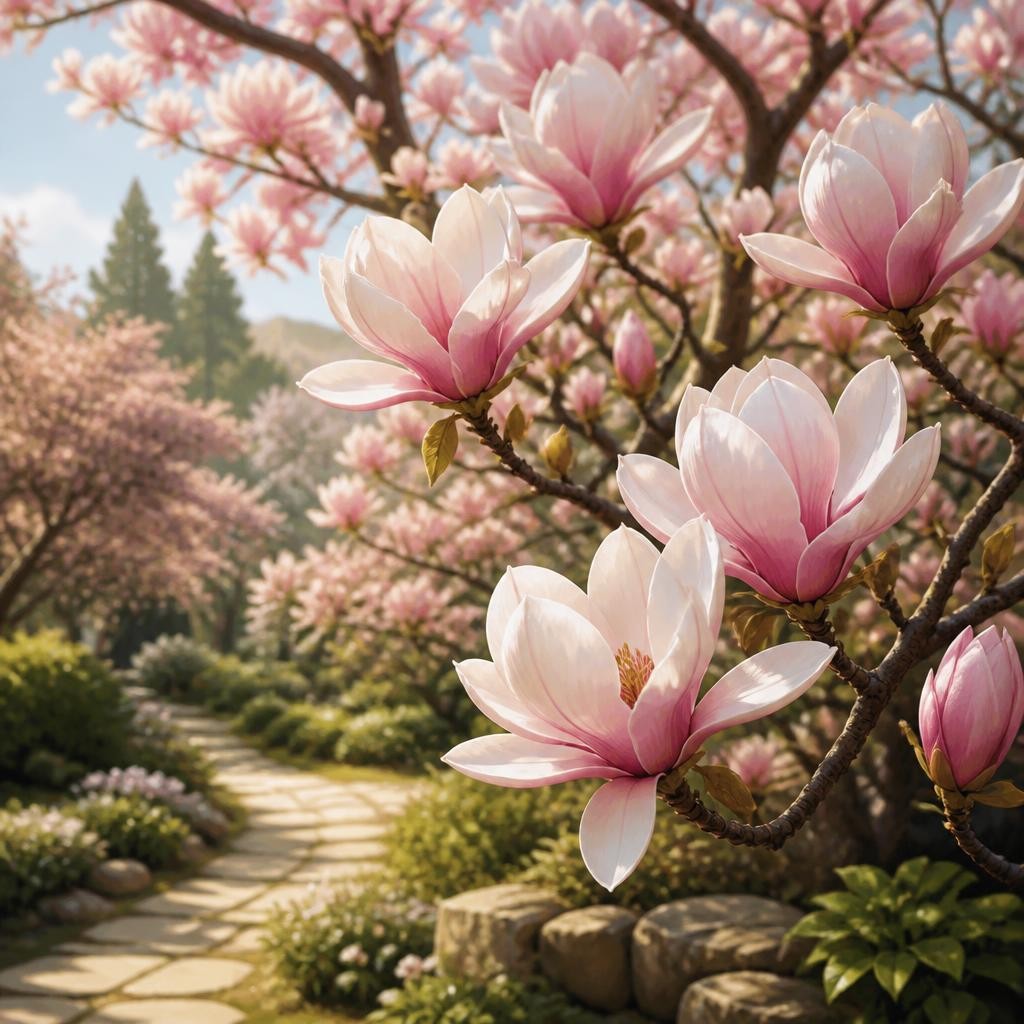 Illustration for the English word “magnolia”