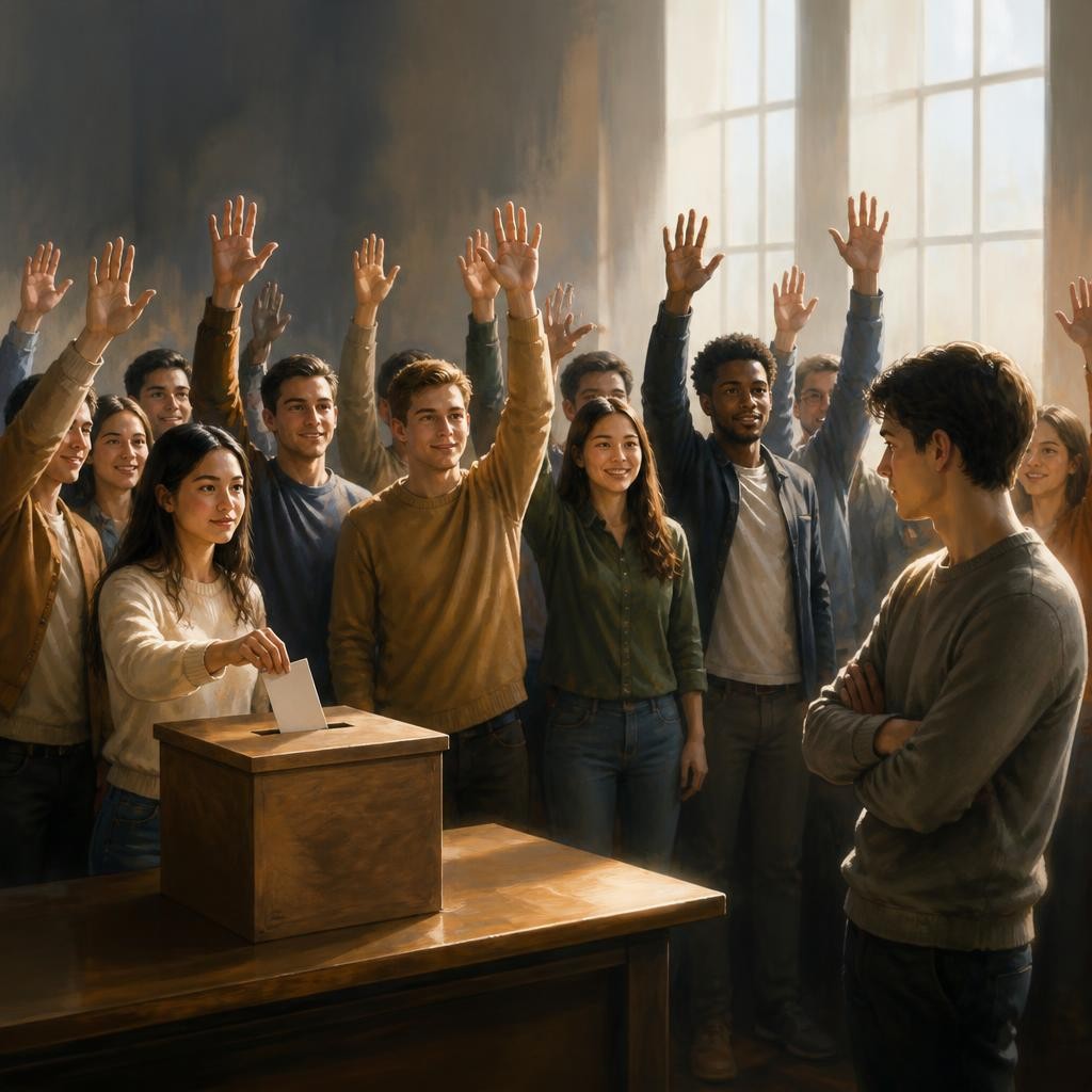 Illustration for the English word “majority”