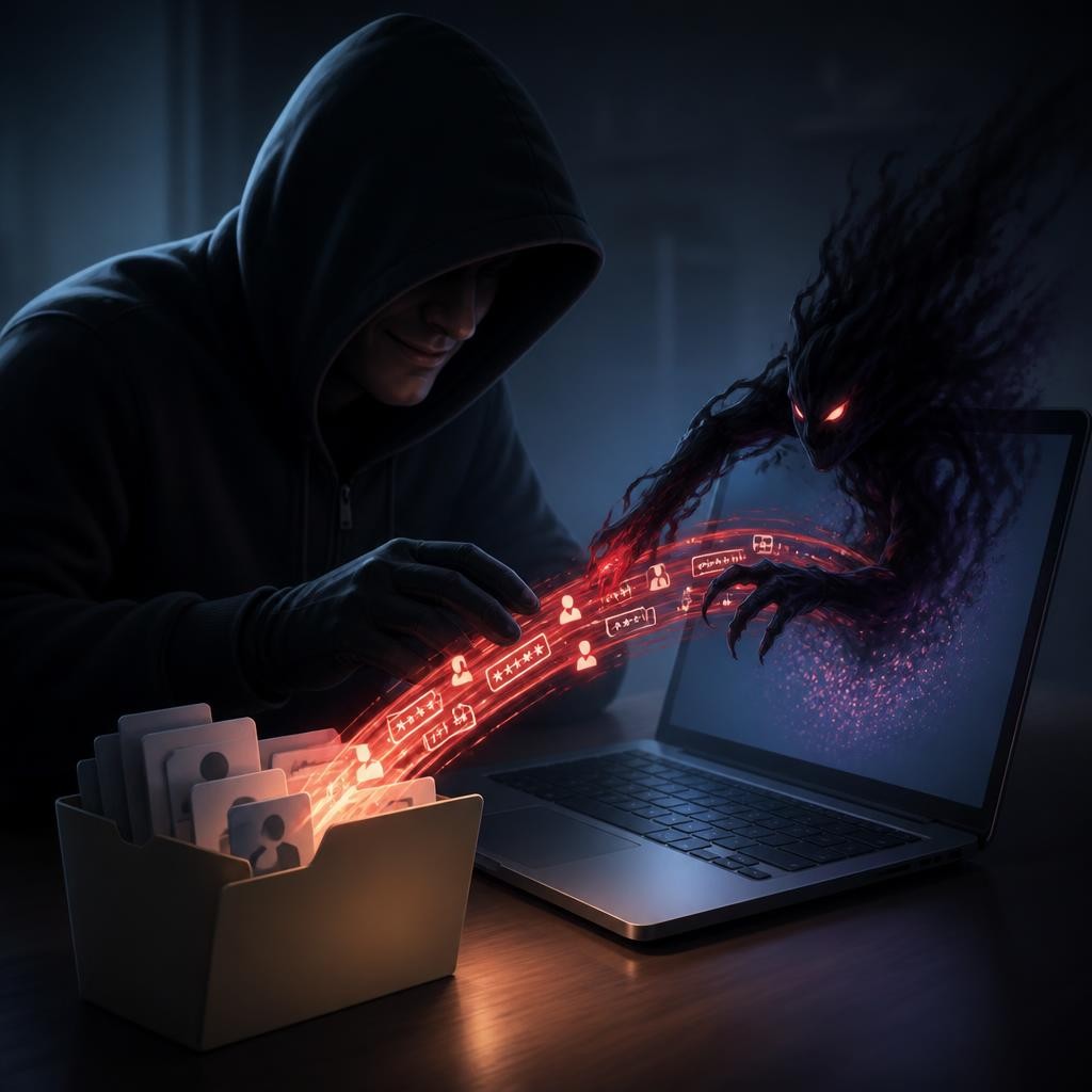 Illustration for the English word “malicious”