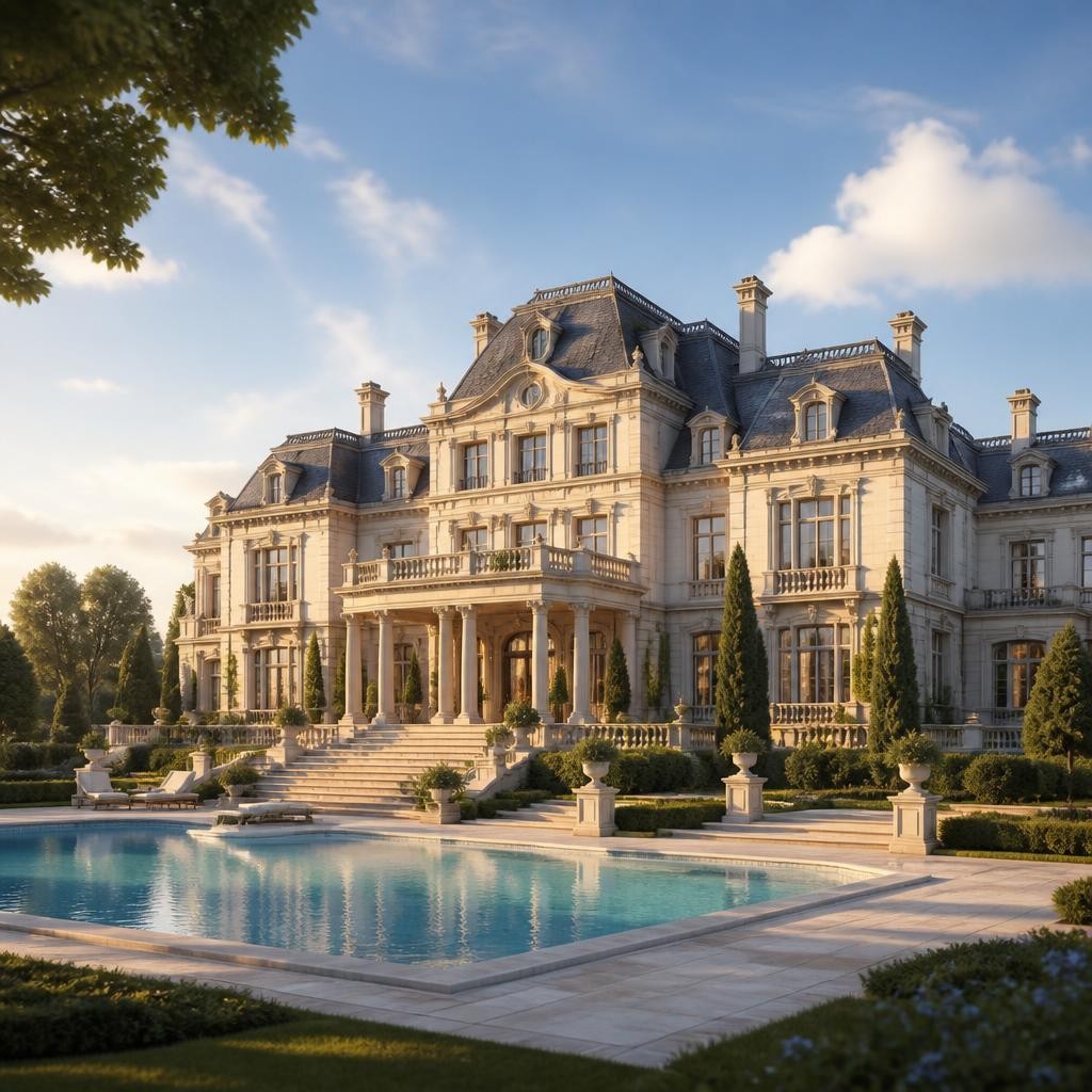 Illustration for the English word “mansion”