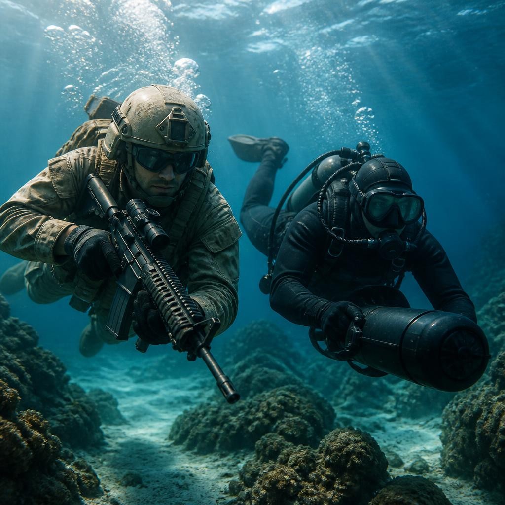 Illustration for the English word “marine”