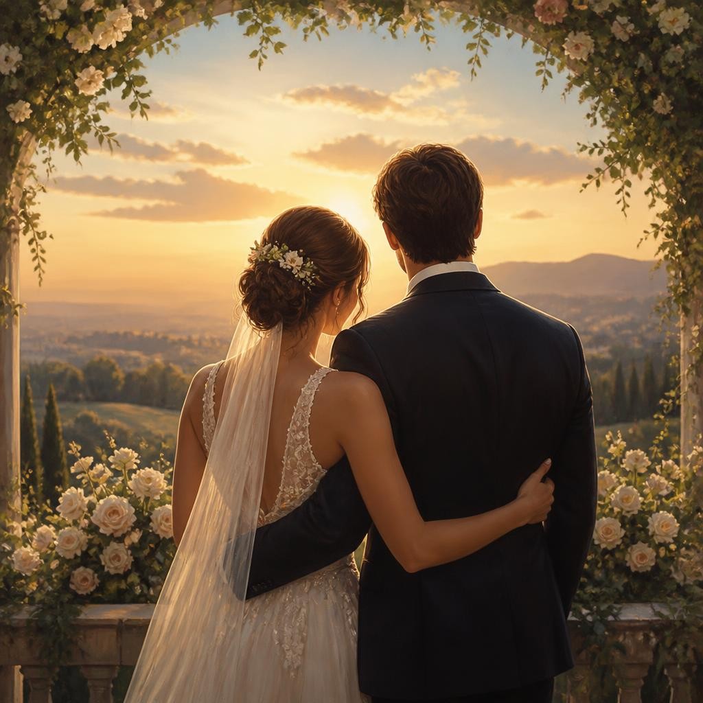Illustration for the English word “marriage”