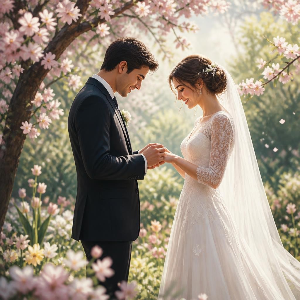 Illustration for the English word “marry”