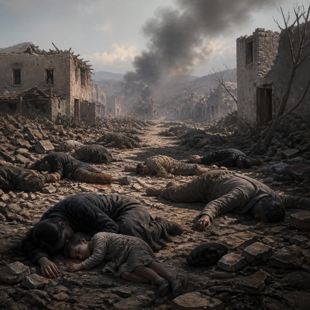 Illustration for the English word “massacre”
