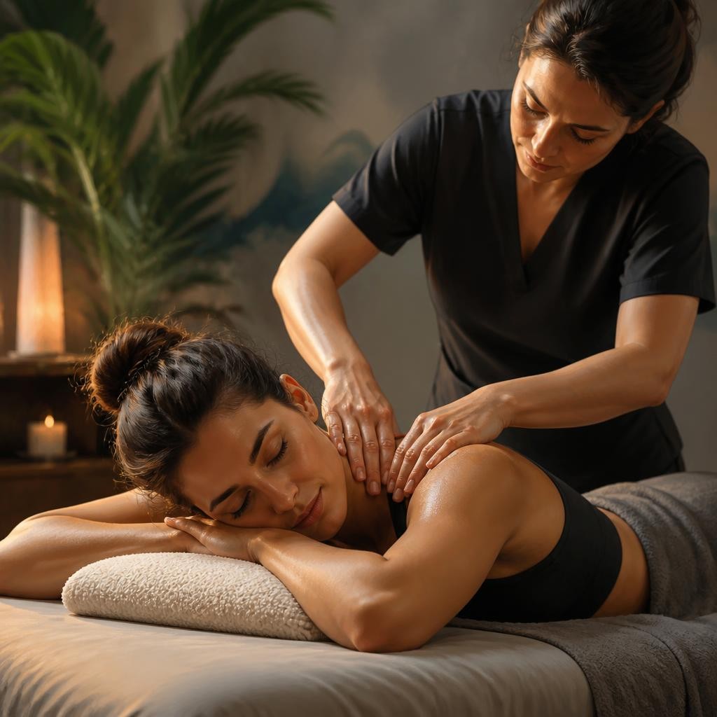 Illustration for the English word “massage”