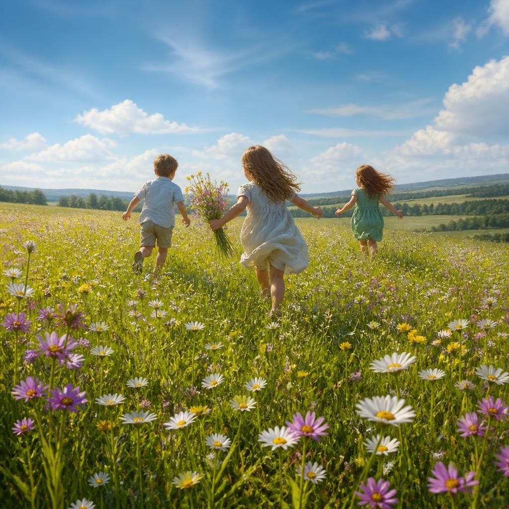 Illustration for the English word “meadow”