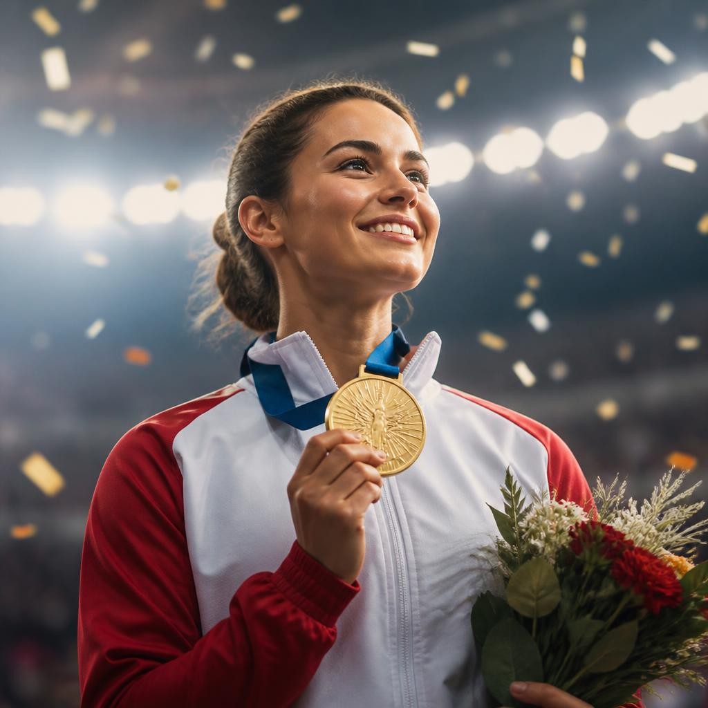 Illustration for the English word “medalist”
