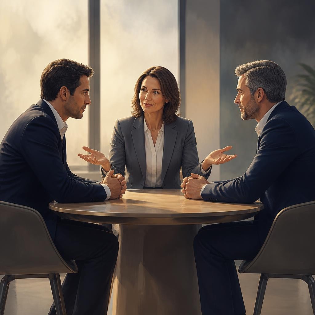 Illustration for the English word “mediation”