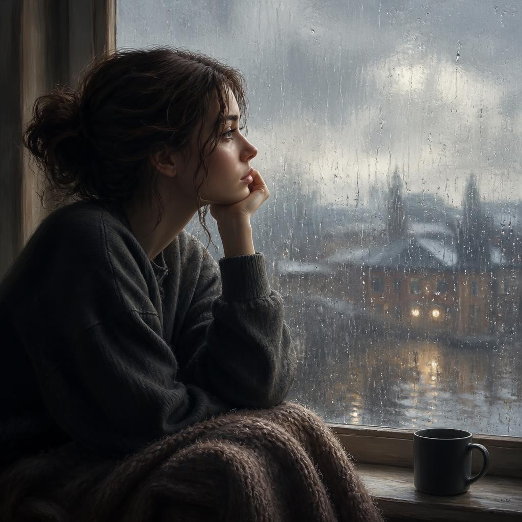 Illustration for the English word “melancholy”
