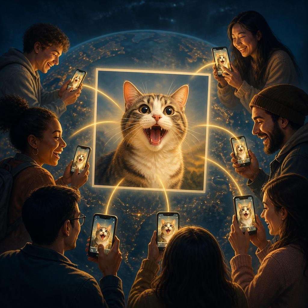 Illustration for the English word “meme”