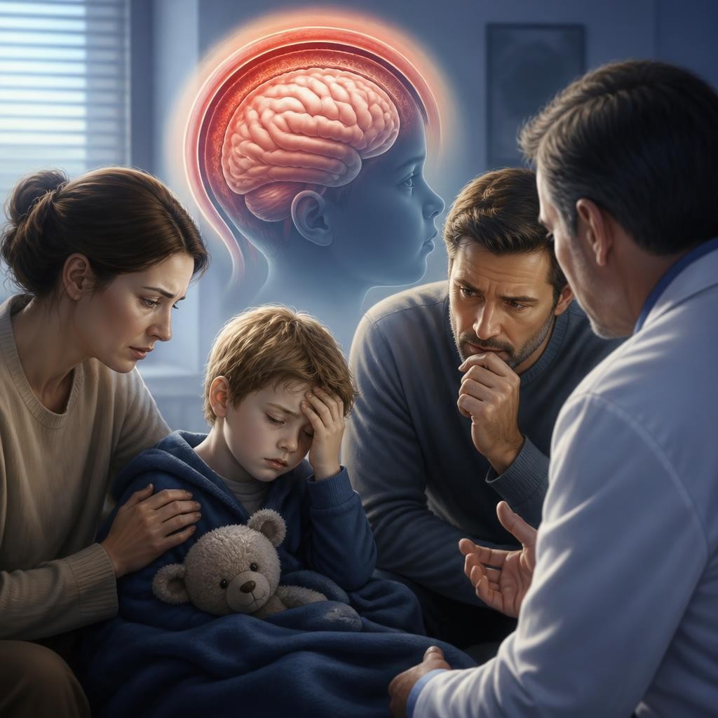 Illustration for the English word “meningitis”