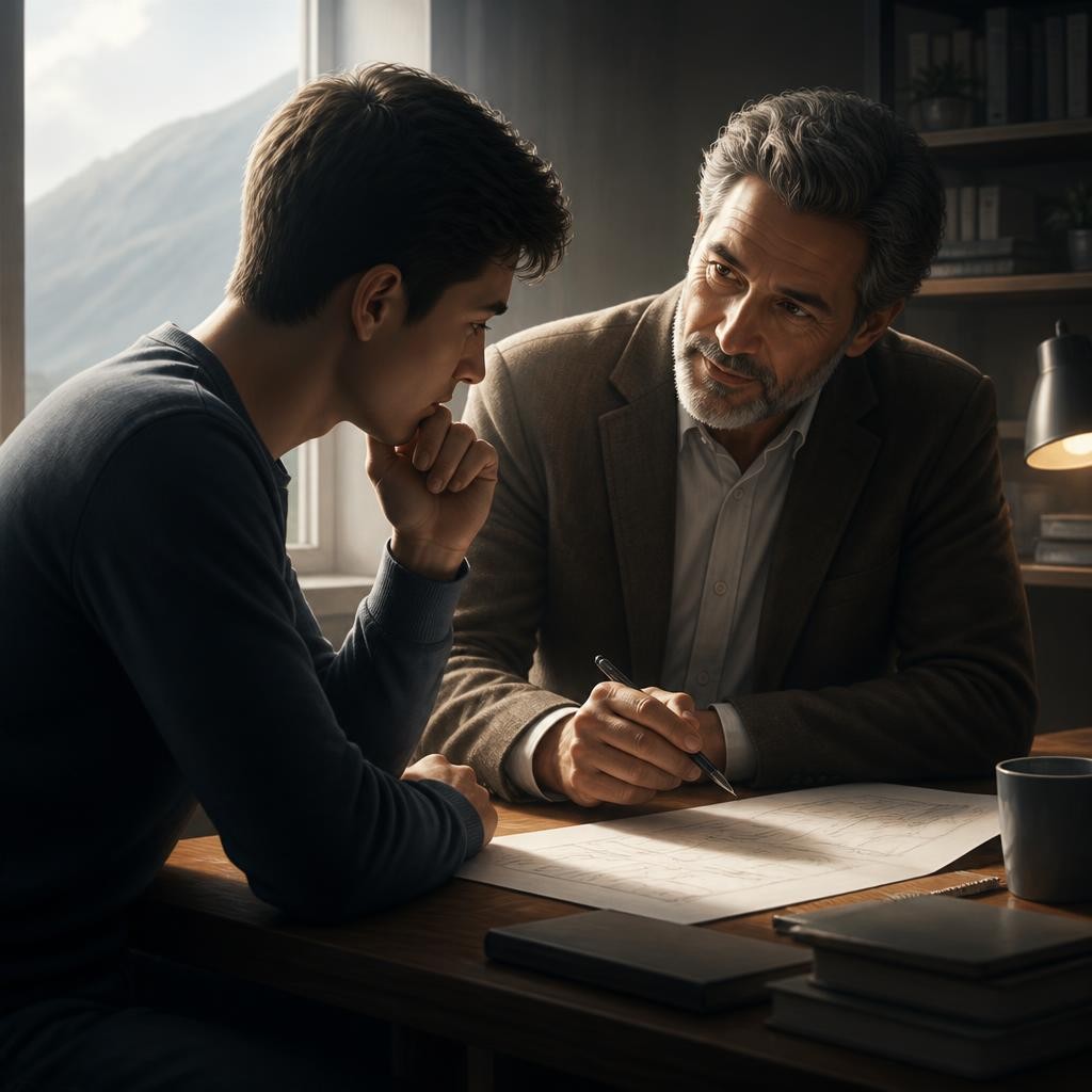Illustration for the English word “mentor”