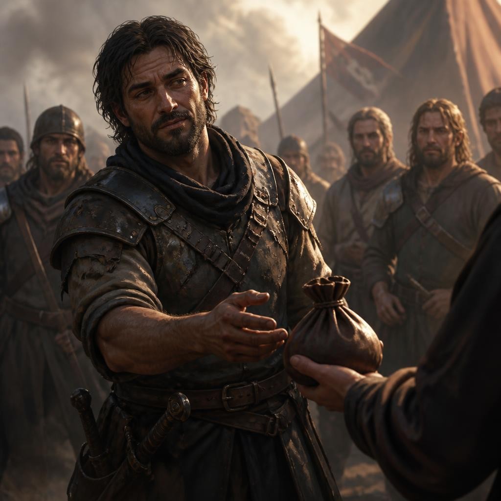 Illustration for the English word “mercenary”