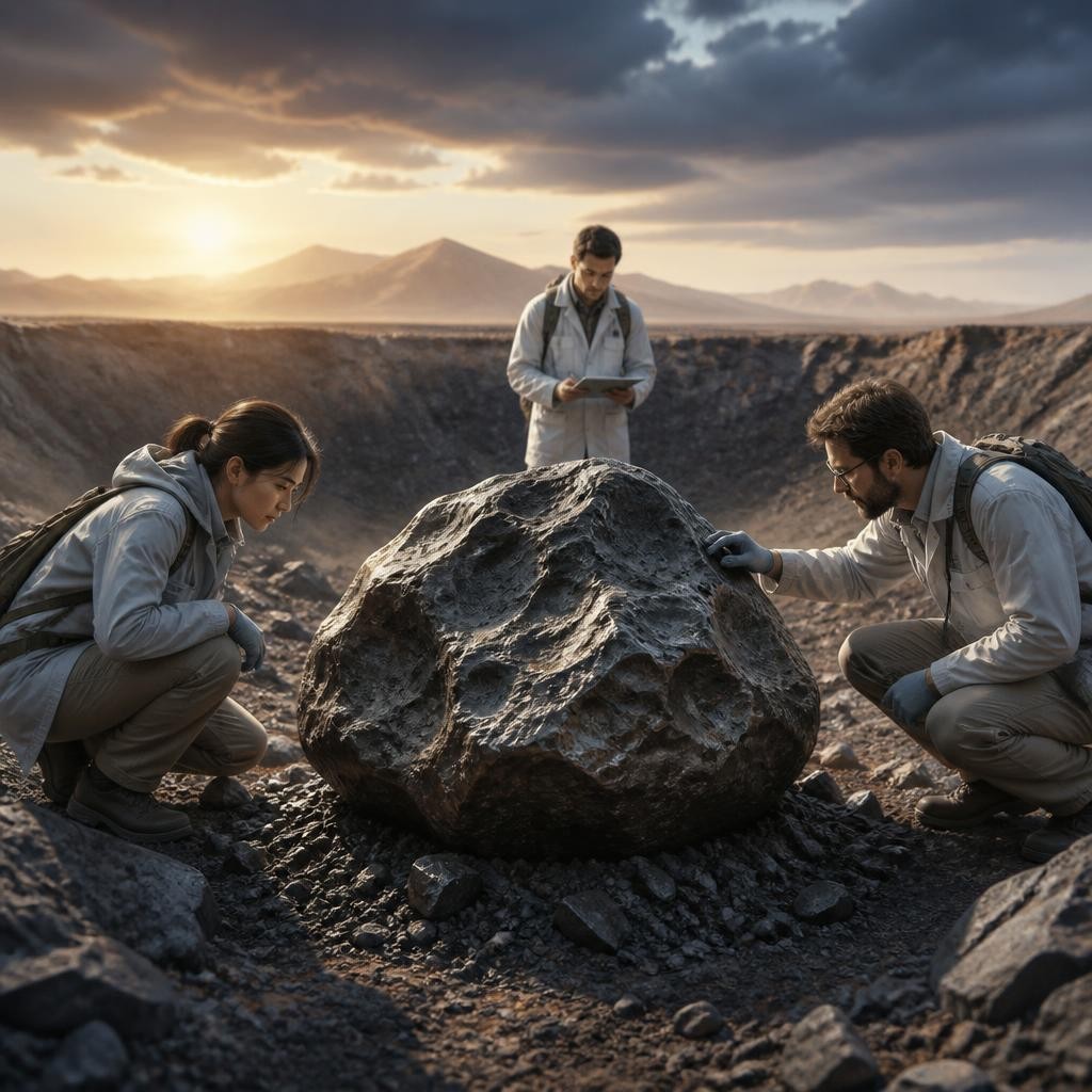 Illustration for the English word “meteorite”