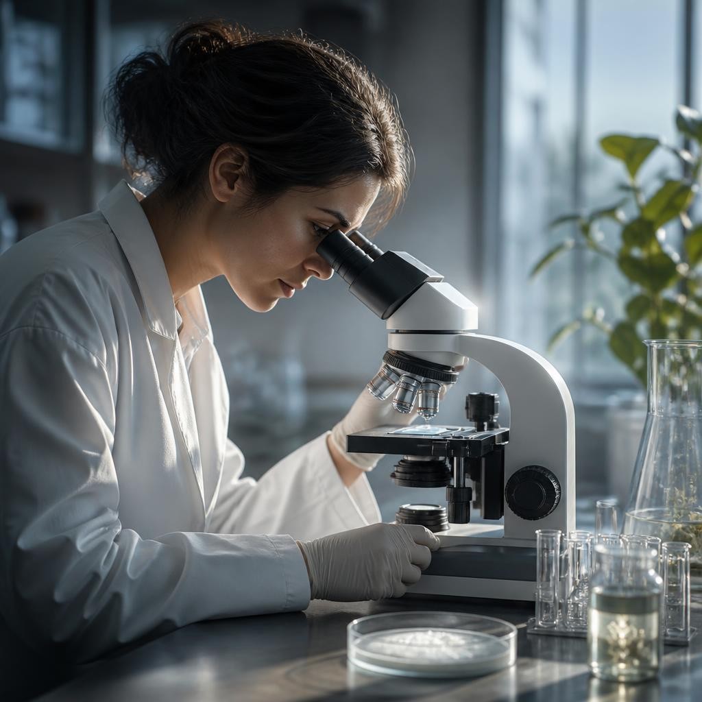 Illustration for the English word “microscope”