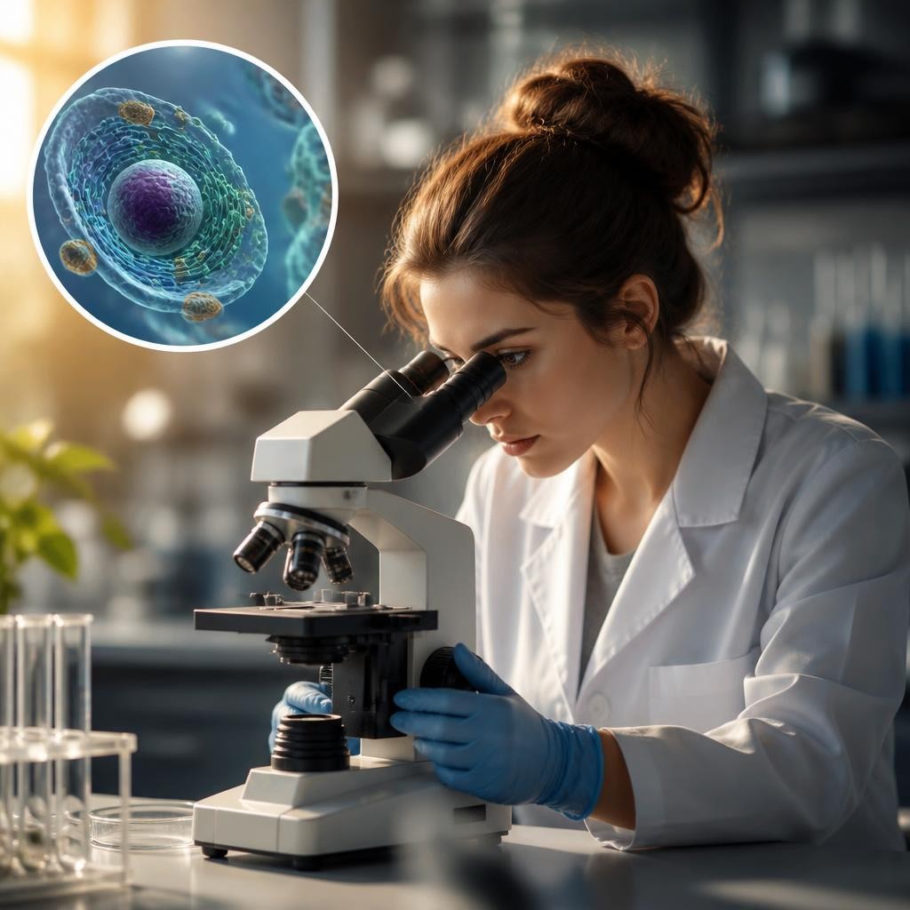 Illustration for the English word “microscopy”
