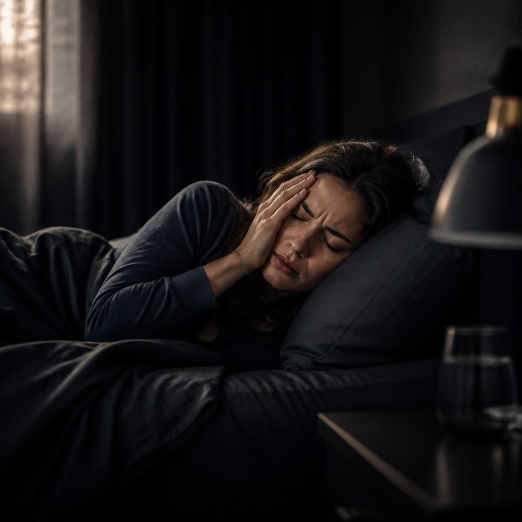 Illustration for the English word “migraine”