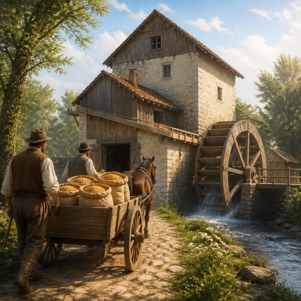 Illustration for the English word “mill”