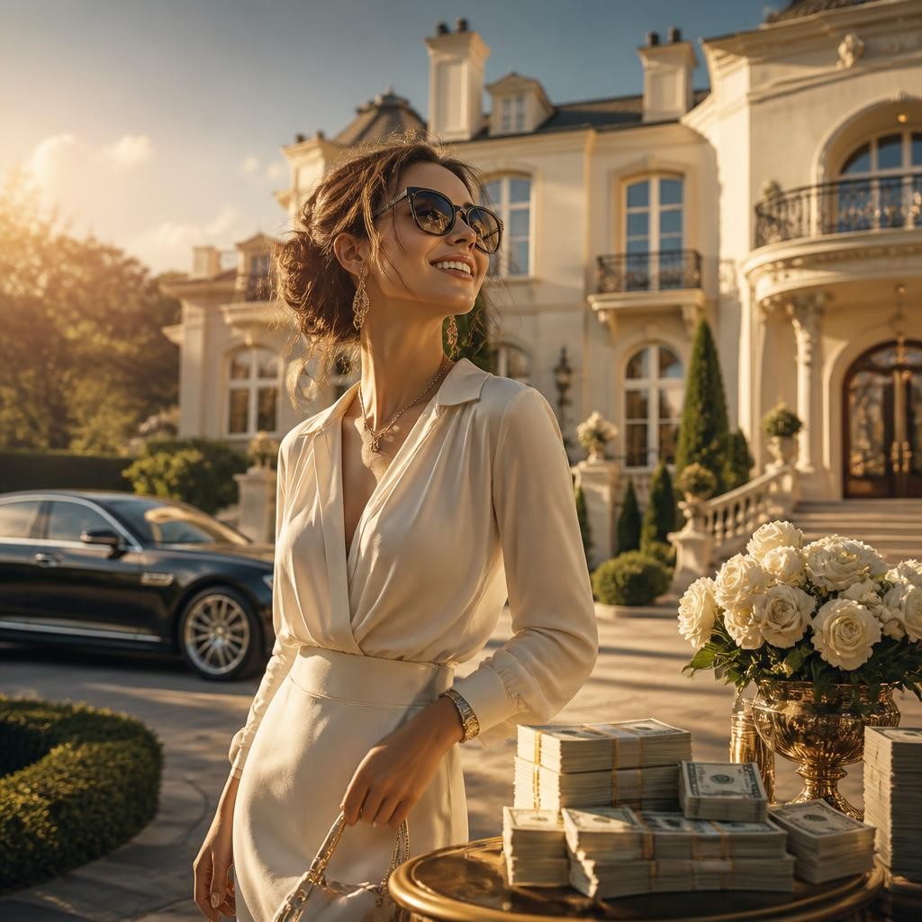 Illustration for the English word “millionaire”