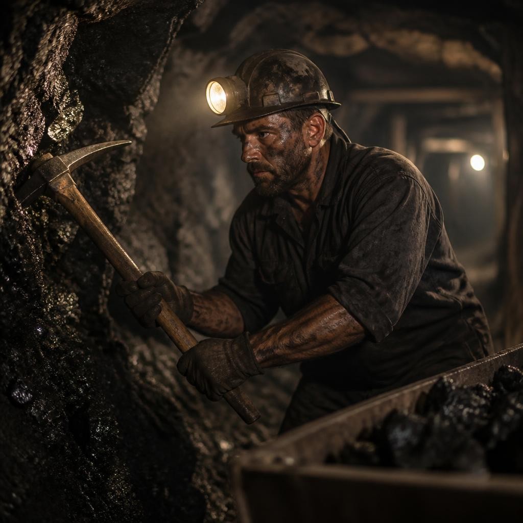 Illustration for the English word “miner”