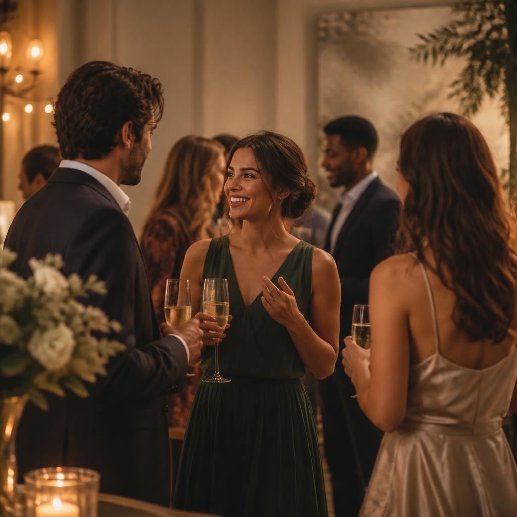 Illustration for the English word “mingle”
