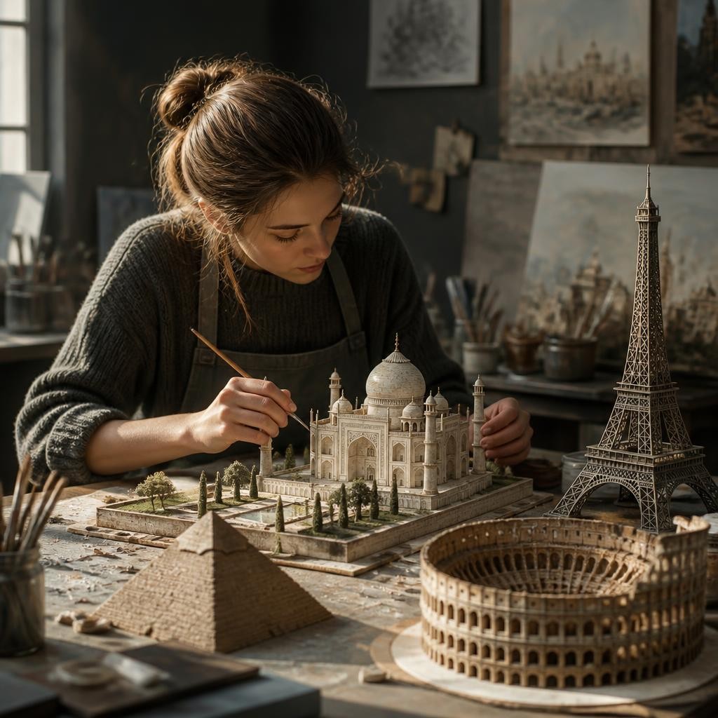 Illustration for the English word “miniature”