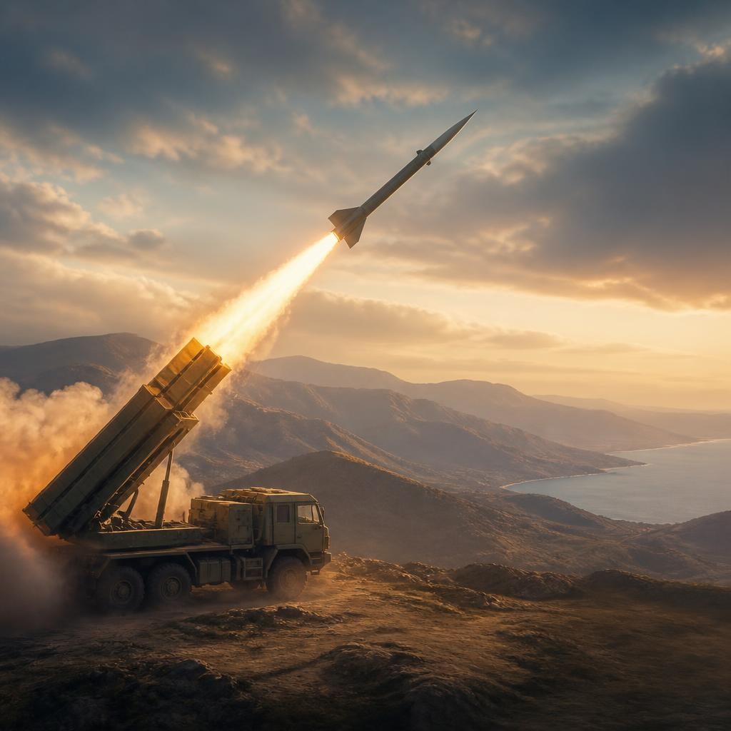 Illustration for the English word “missile”
