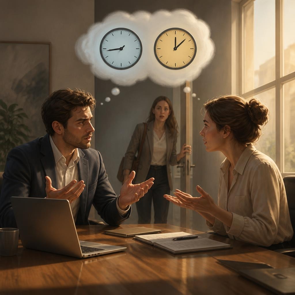 Illustration for the English word “misunderstanding”