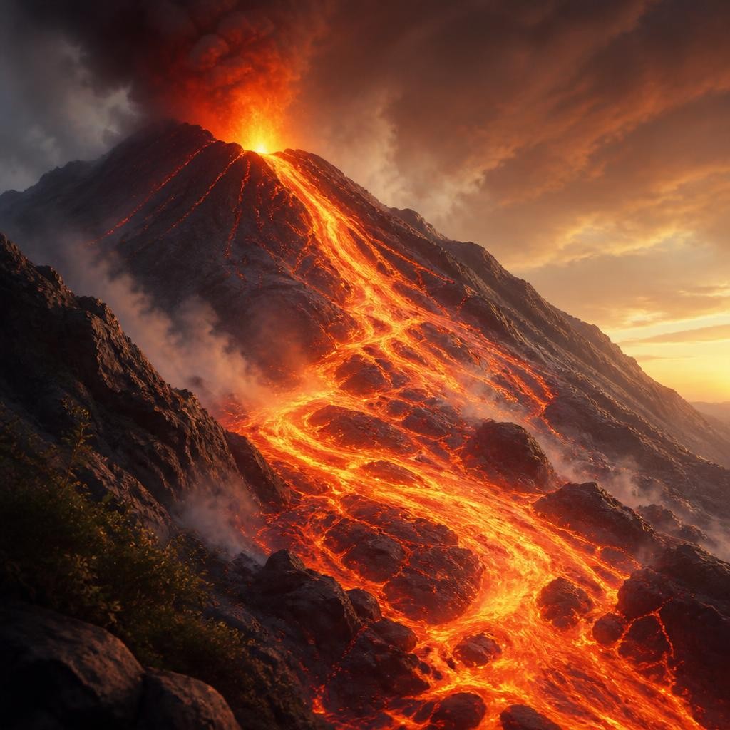 Illustration for the English word “molten”