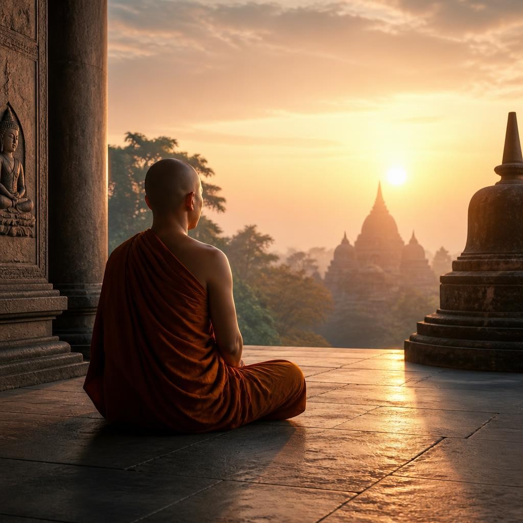 Illustration for the English word “monk”