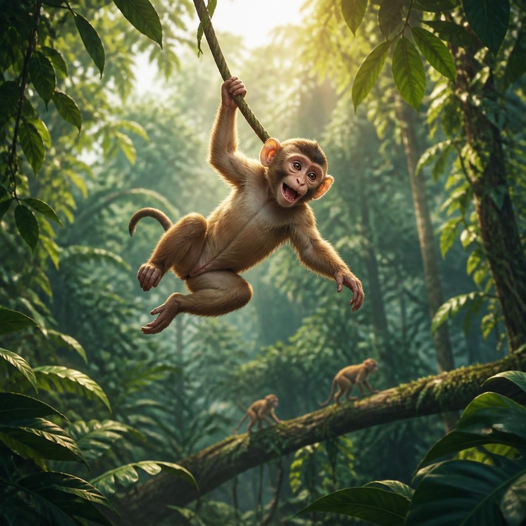 Illustration for the English word “monkey”