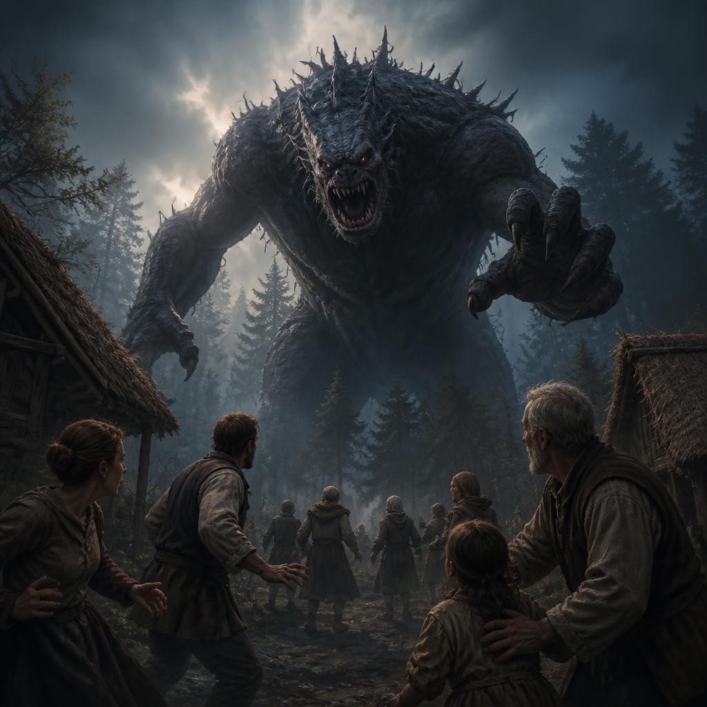 Illustration for the English word “monstrous”