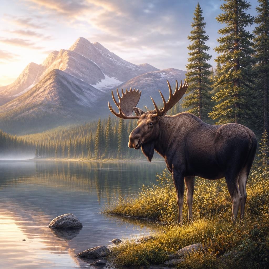Illustration for the English word “moose”