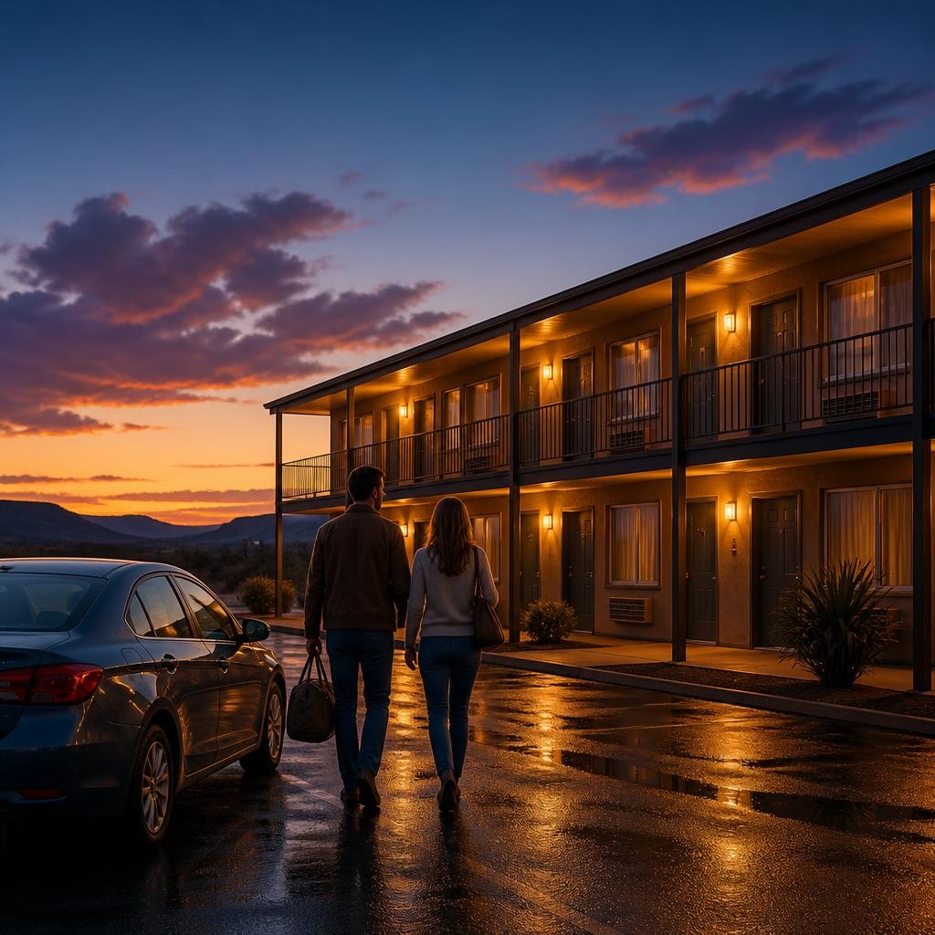 Illustration for the English word “motel”