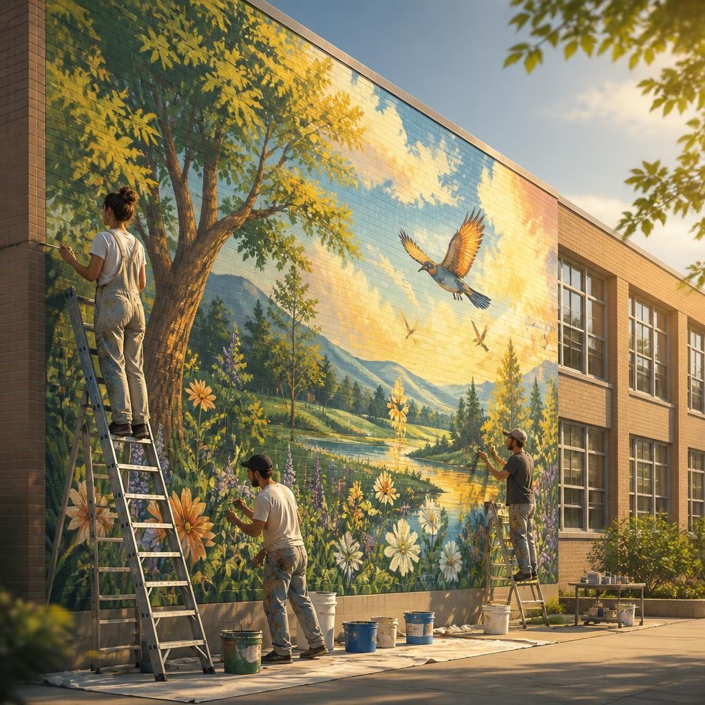 Illustration for the English word “mural”