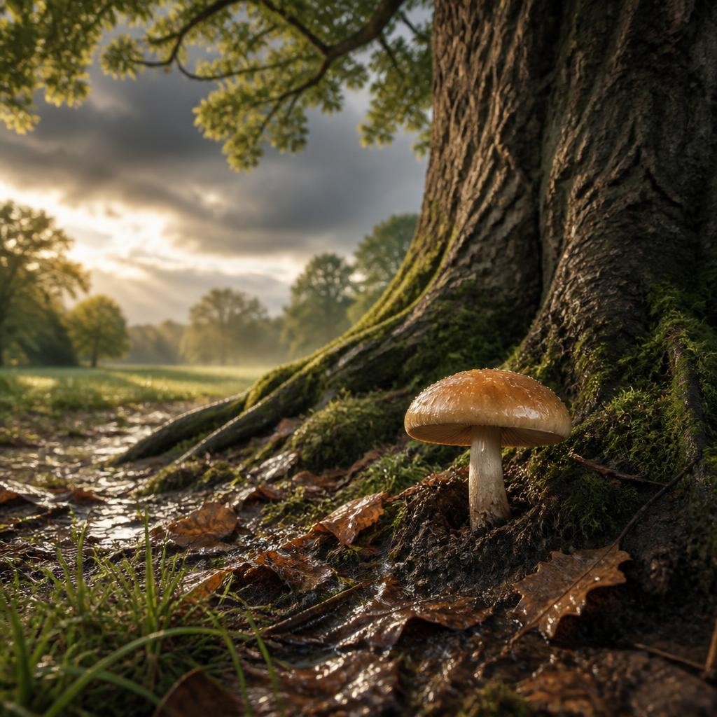 Illustration for the English word “mushroom”