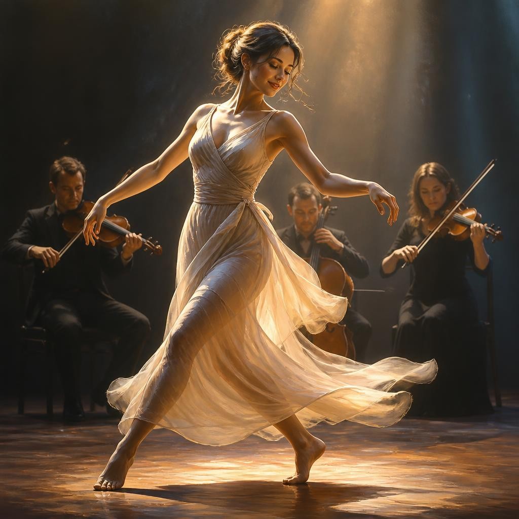Illustration for the English word “musically”