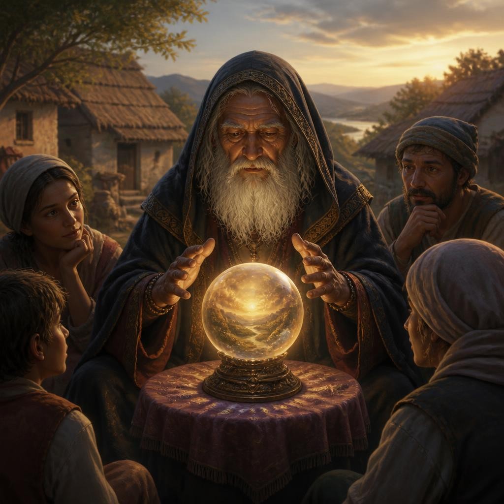 Illustration for the English word “mystic”