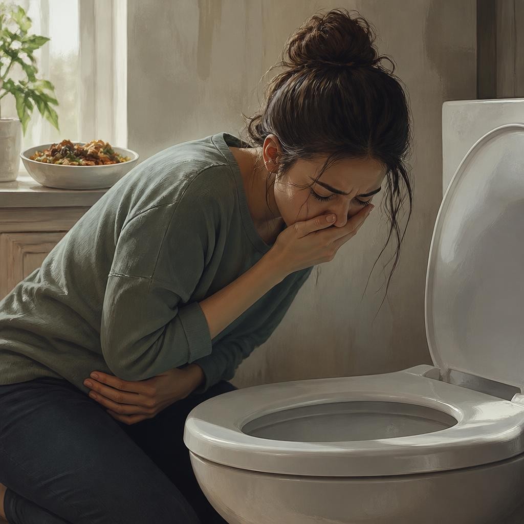 Illustration for the English word “nausea”