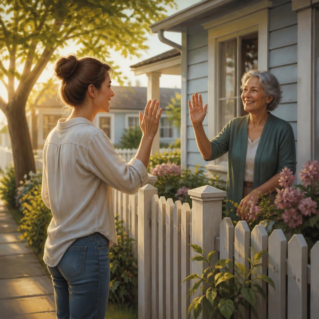 Illustration for the English word “neighbor”