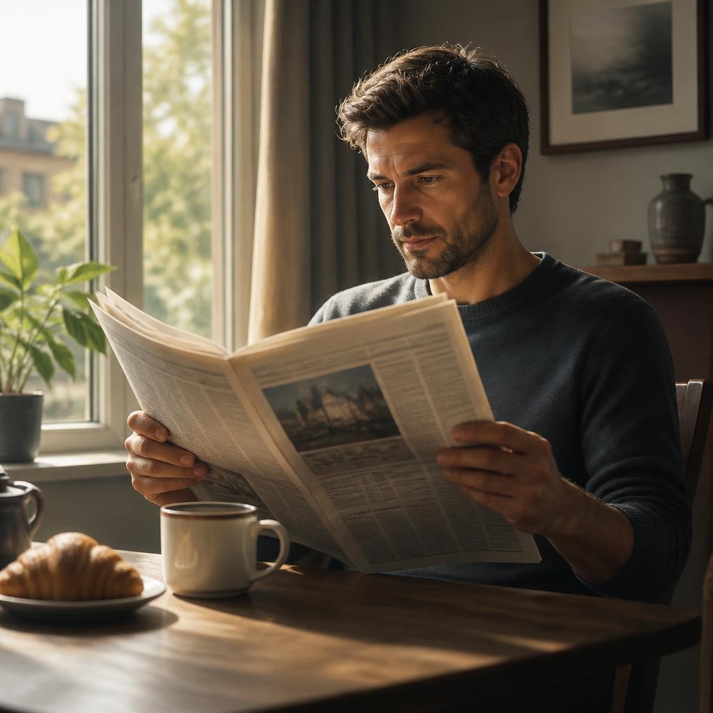 Illustration for the English word “newspaper”