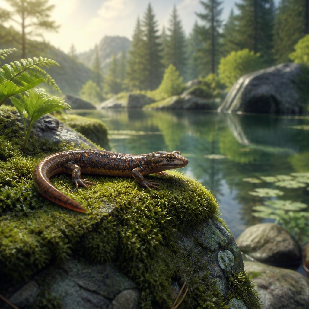 Illustration for the English word “newt”