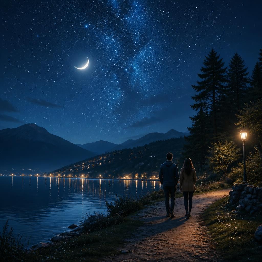 Illustration for the English word “night”