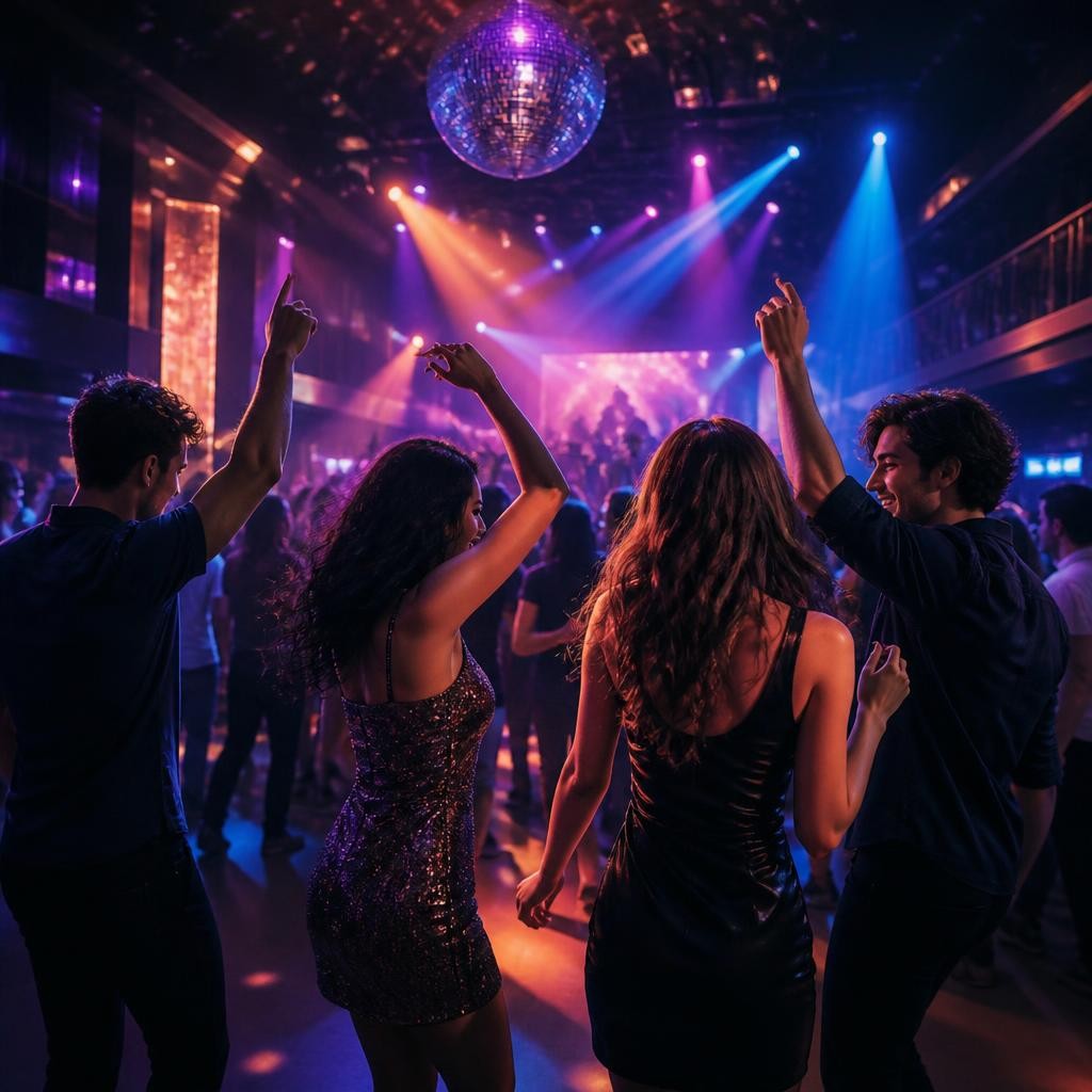 Illustration for the English word “nightclub”