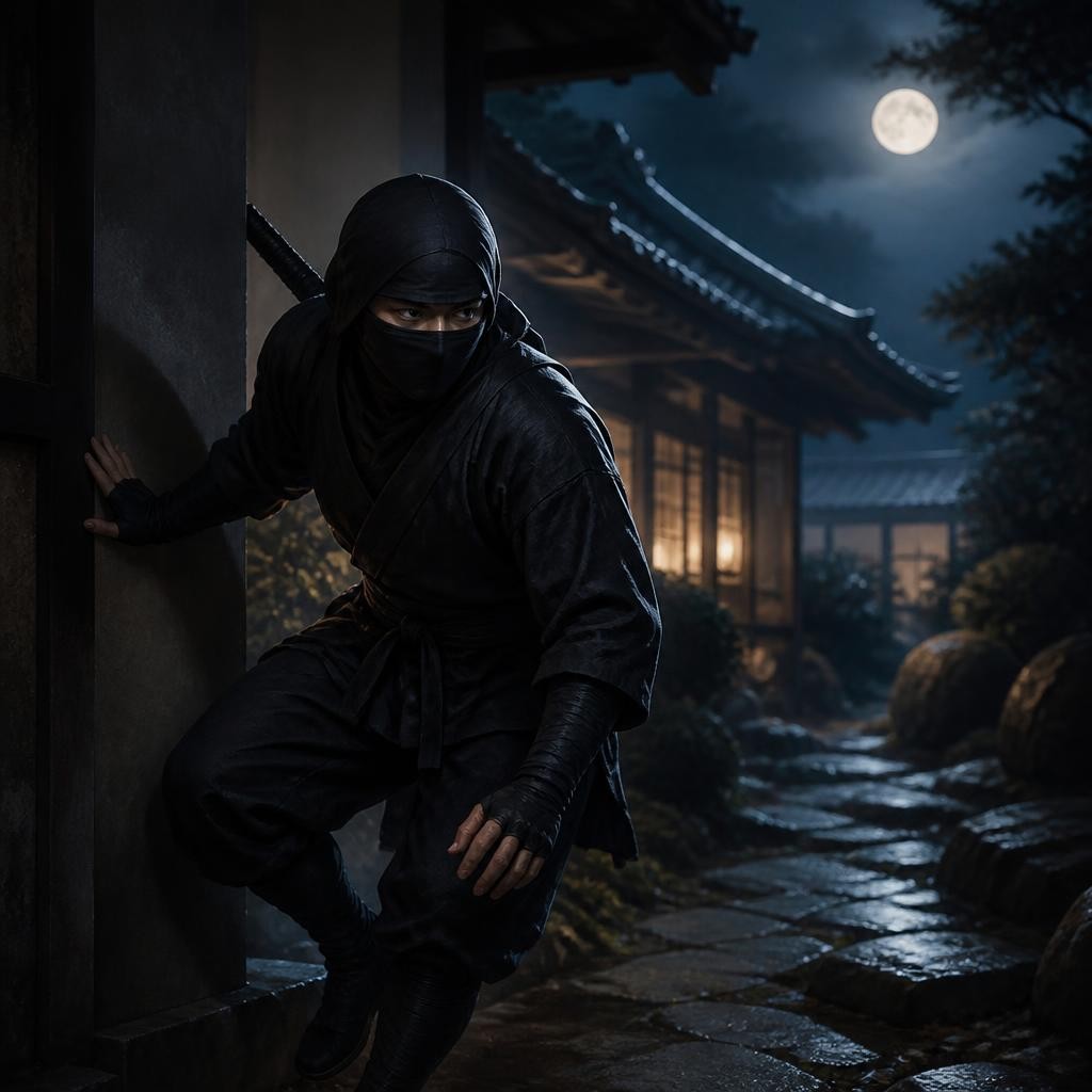 Illustration for the English word “ninja”